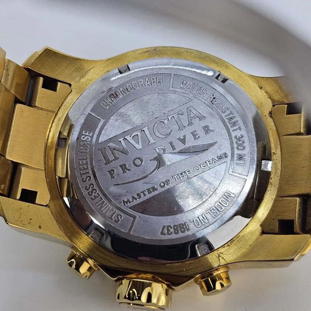 Invicta‎ 19837 Men Watch Pro Diver Chronograph Gold Dial Bracelet 6